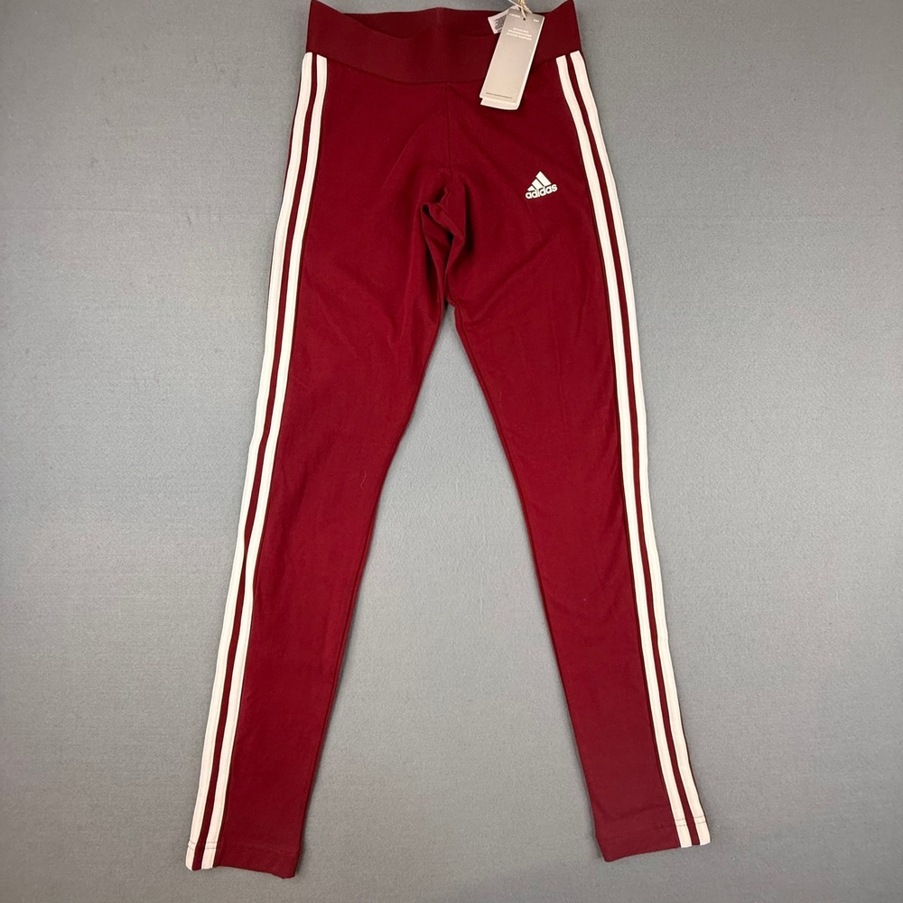 Adidas Leggings Womens XS Burgundy HK9678 3-Stripes Essentials Tights
